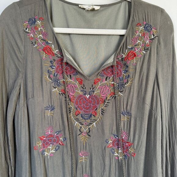 Entro Olive Green Embroidered Boho Dress - S - Picture 2 of 8